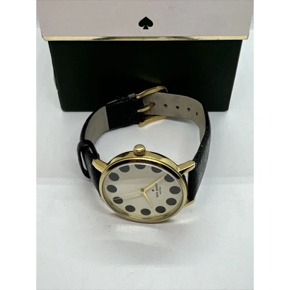 Kate Spade New York 0107 Women's Black Leather Analog Dial Quartz Watch JNA166